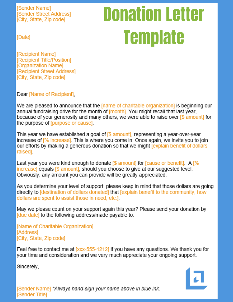 Free Printable Donation Letters - Templates Printable Download