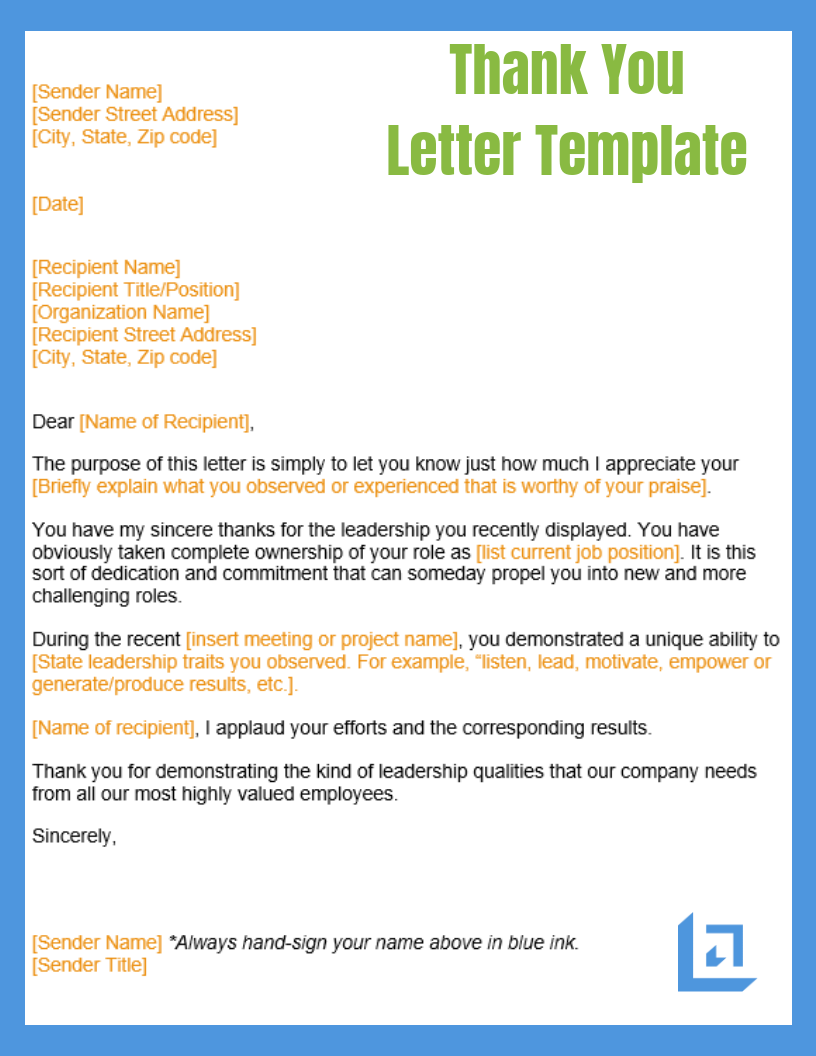 Thank You Letter Sample | Free Business Writing Templates