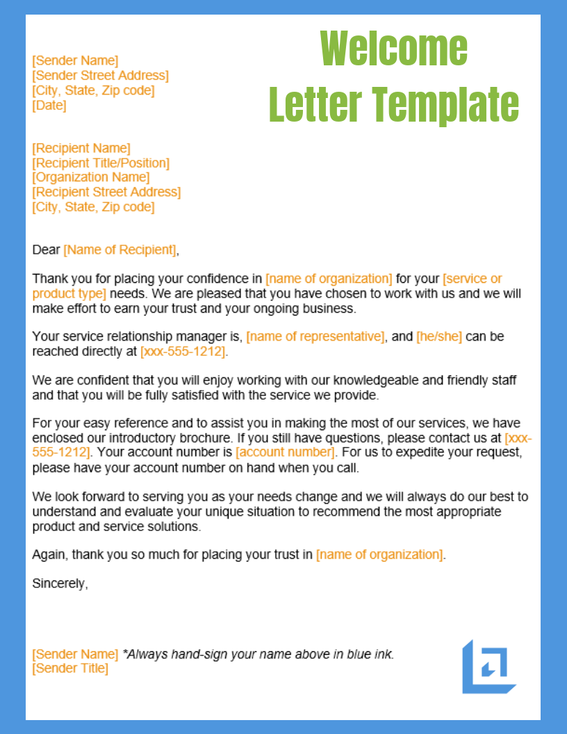 Free Welcome Letter Template Printable Templates